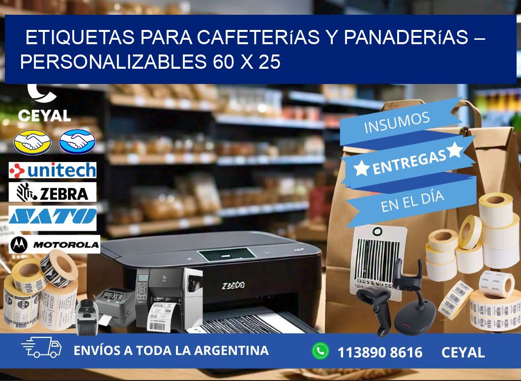 Etiquetas para cafeterías y panaderías – Personalizables 60 x 25