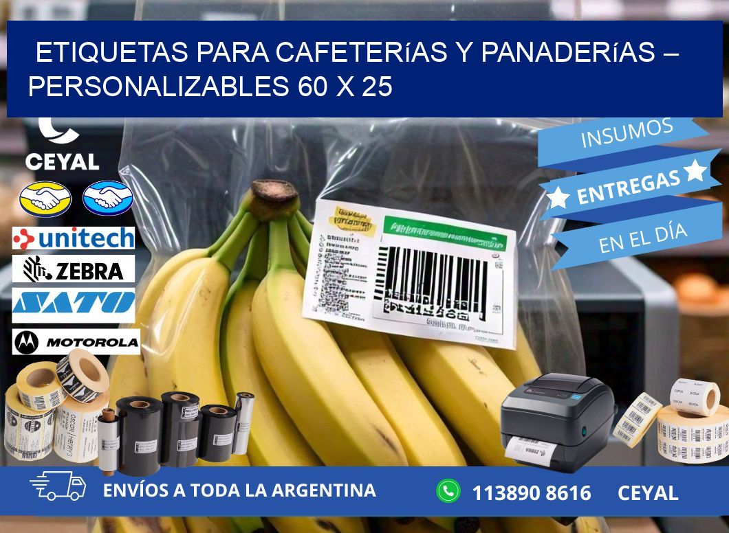 Etiquetas para cafeterías y panaderías – Personalizables 60 x 25