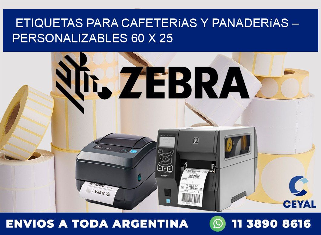 Etiquetas para cafeterías y panaderías – Personalizables 60 x 25