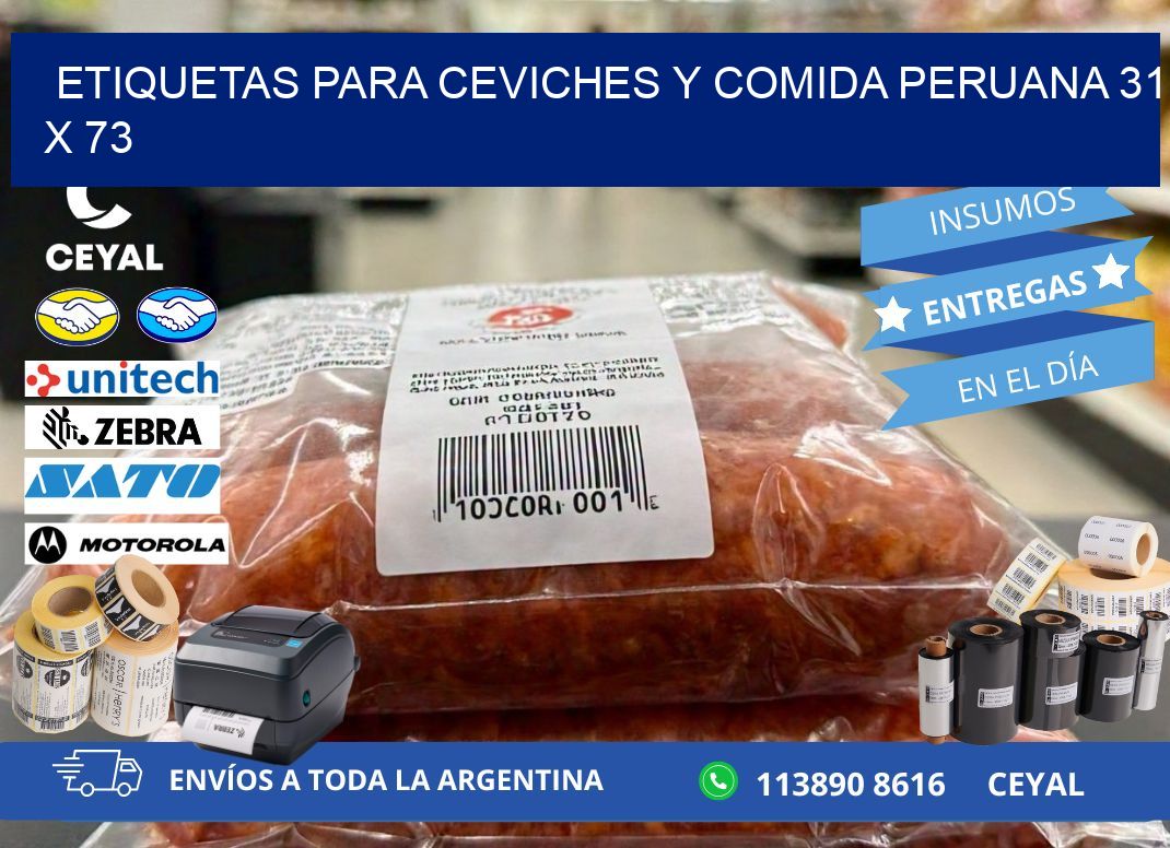 Etiquetas para ceviches y comida peruana 31 x 73