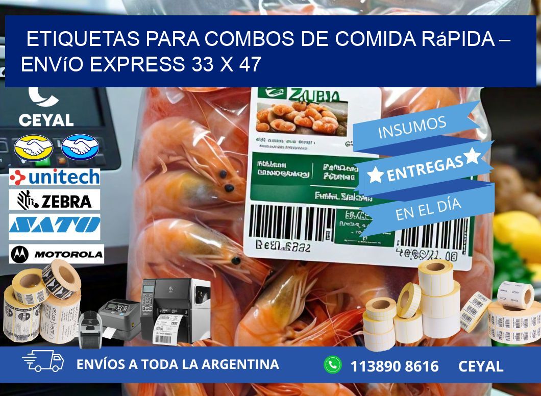 Etiquetas para combos de comida rápida – Envío express 33 x 47