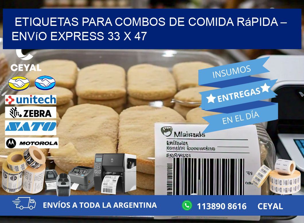 Etiquetas para combos de comida rápida – Envío express 33 x 47