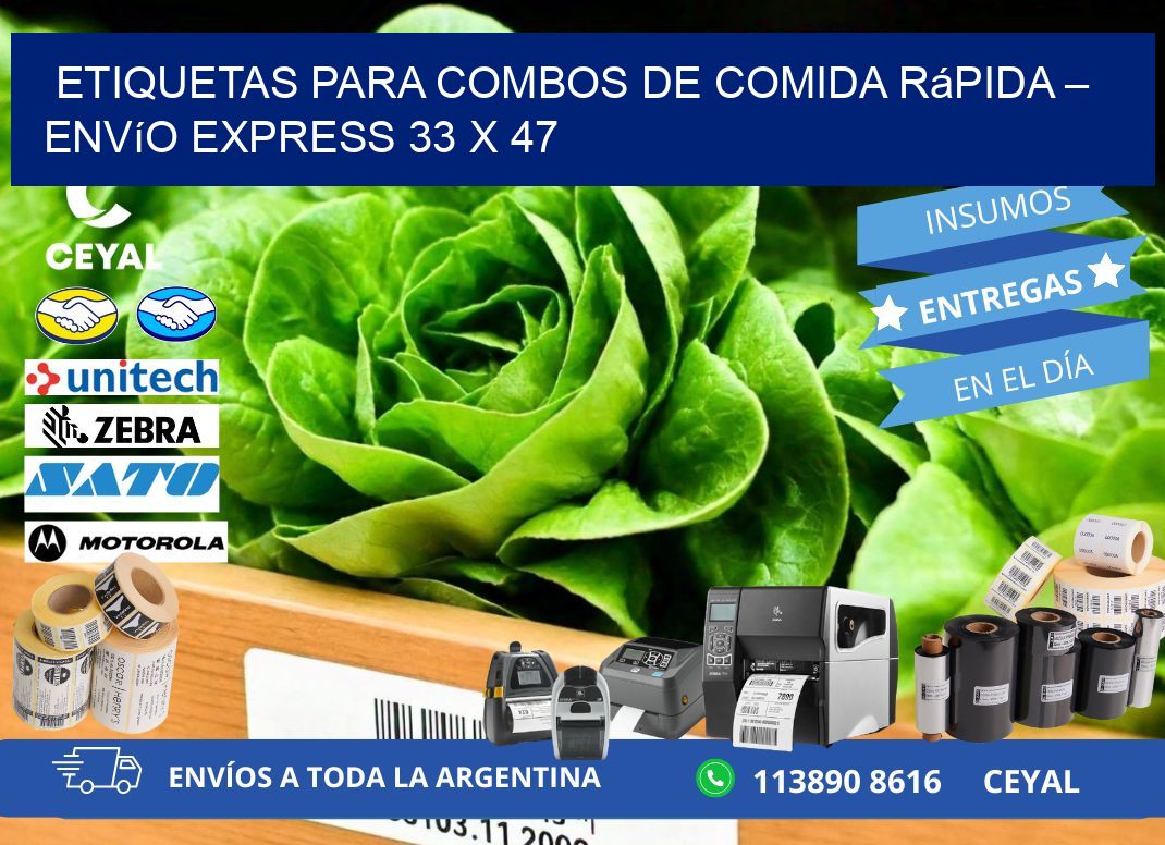 Etiquetas para combos de comida rápida – Envío express 33 x 47