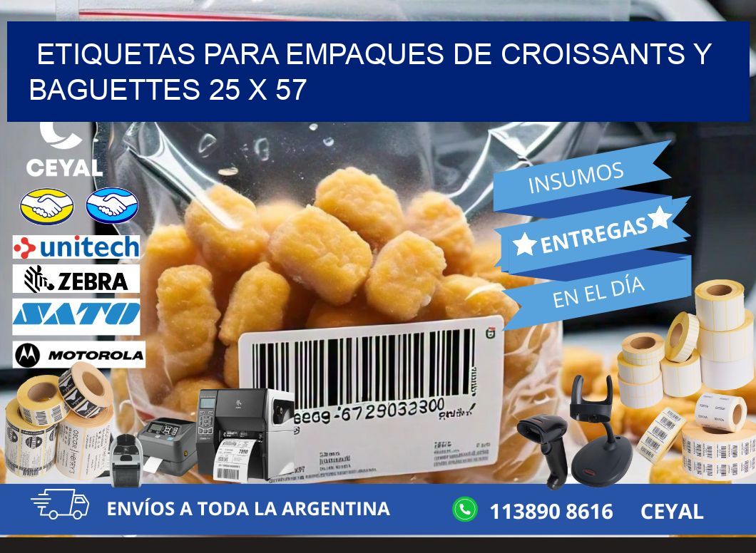 Etiquetas para empaques de croissants y baguettes 25 x 57