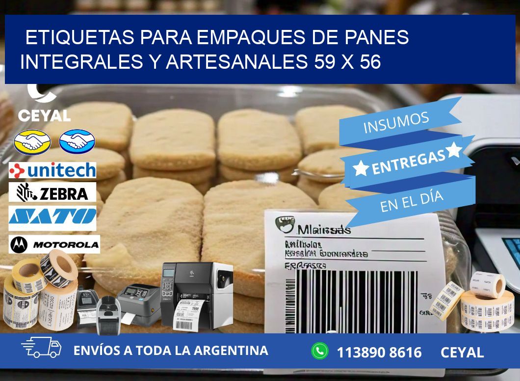 Etiquetas para empaques de panes integrales y artesanales 59 x 56