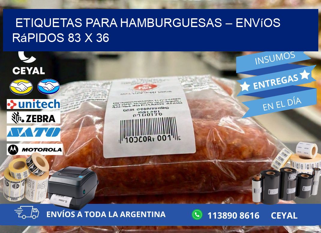 Etiquetas para hamburguesas – Envíos rápidos 83 x 36