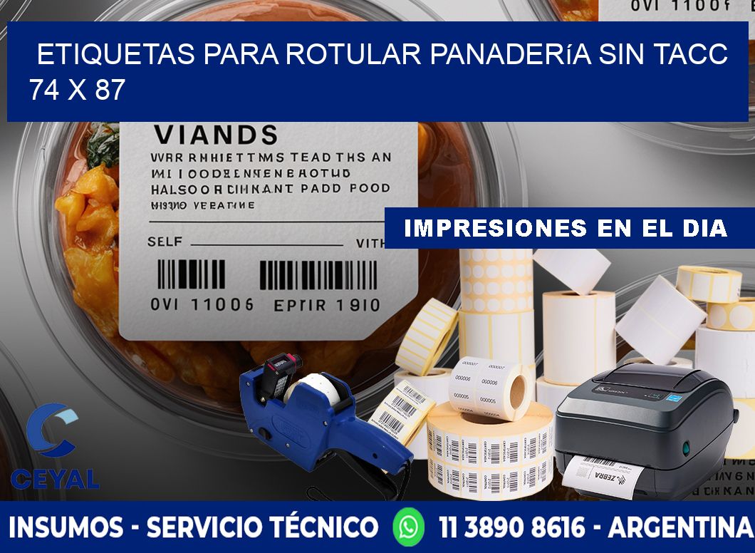 Etiquetas para rotular panadería sin TACC 74 x 87