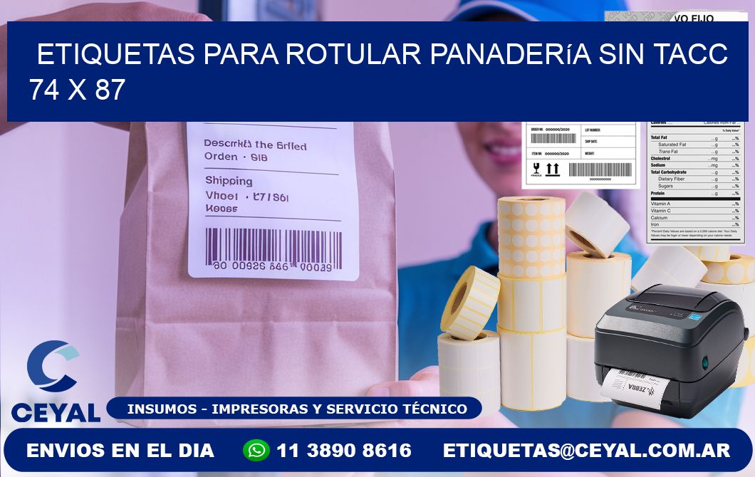 Etiquetas para rotular panadería sin TACC 74 x 87