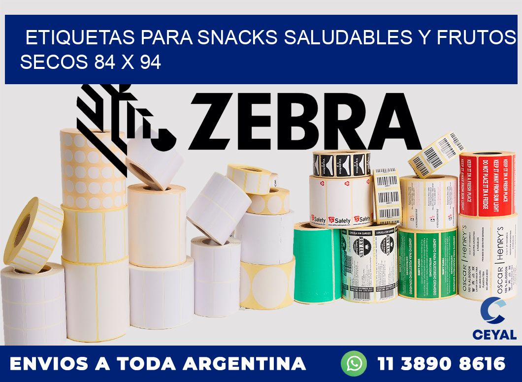 Etiquetas para snacks saludables y frutos secos 84 x 94