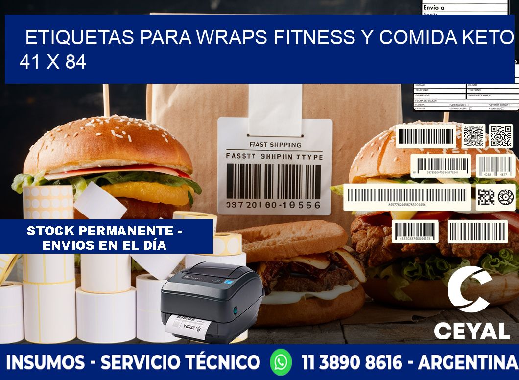 Etiquetas para wraps fitness y comida keto 41 x 84