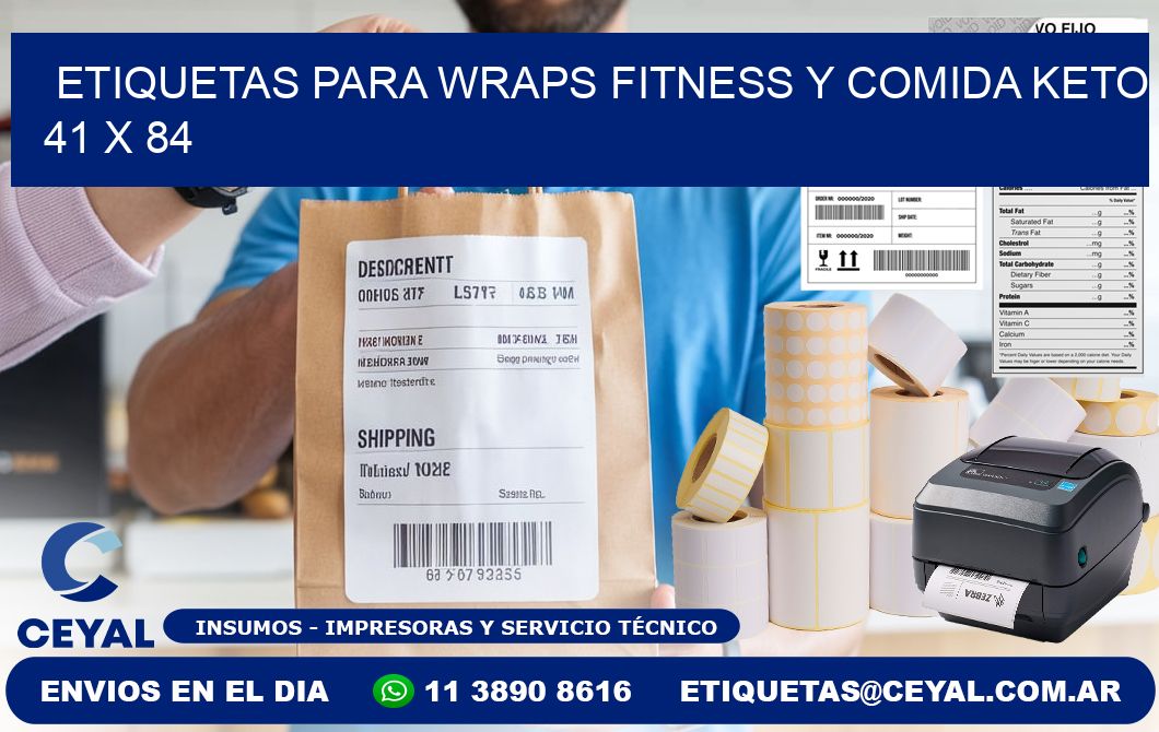 Etiquetas para wraps fitness y comida keto 41 x 84