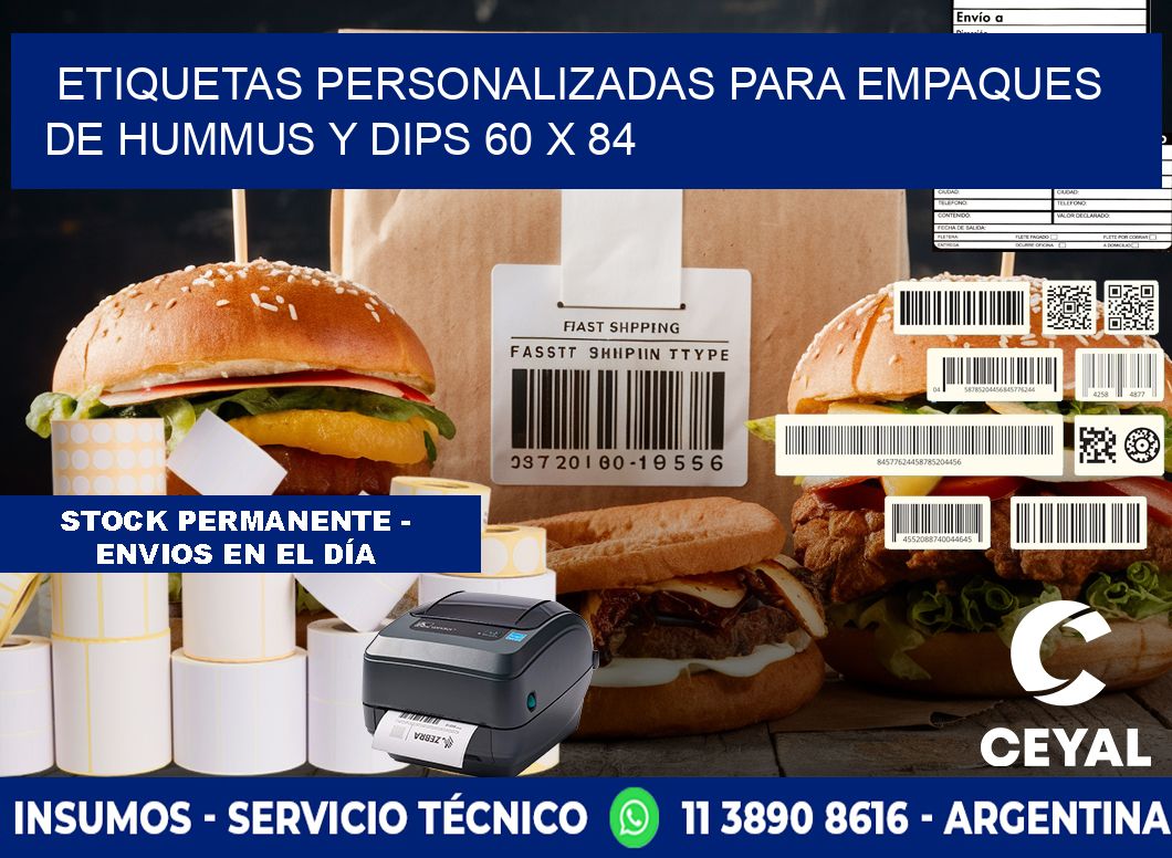 Etiquetas personalizadas para empaques de hummus y dips 60 x 84