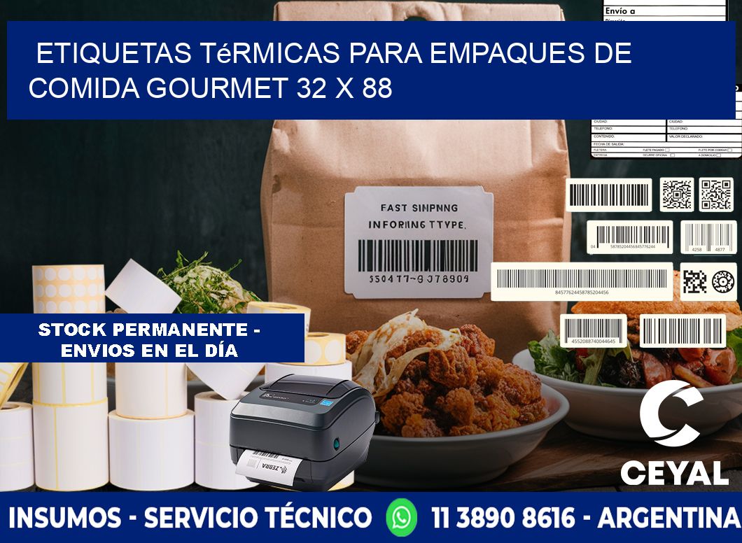 Etiquetas térmicas para empaques de comida gourmet 32 x 88