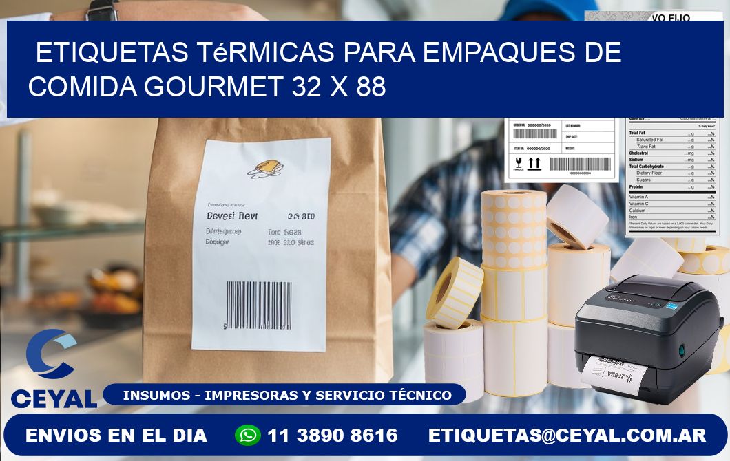 Etiquetas térmicas para empaques de comida gourmet 32 x 88