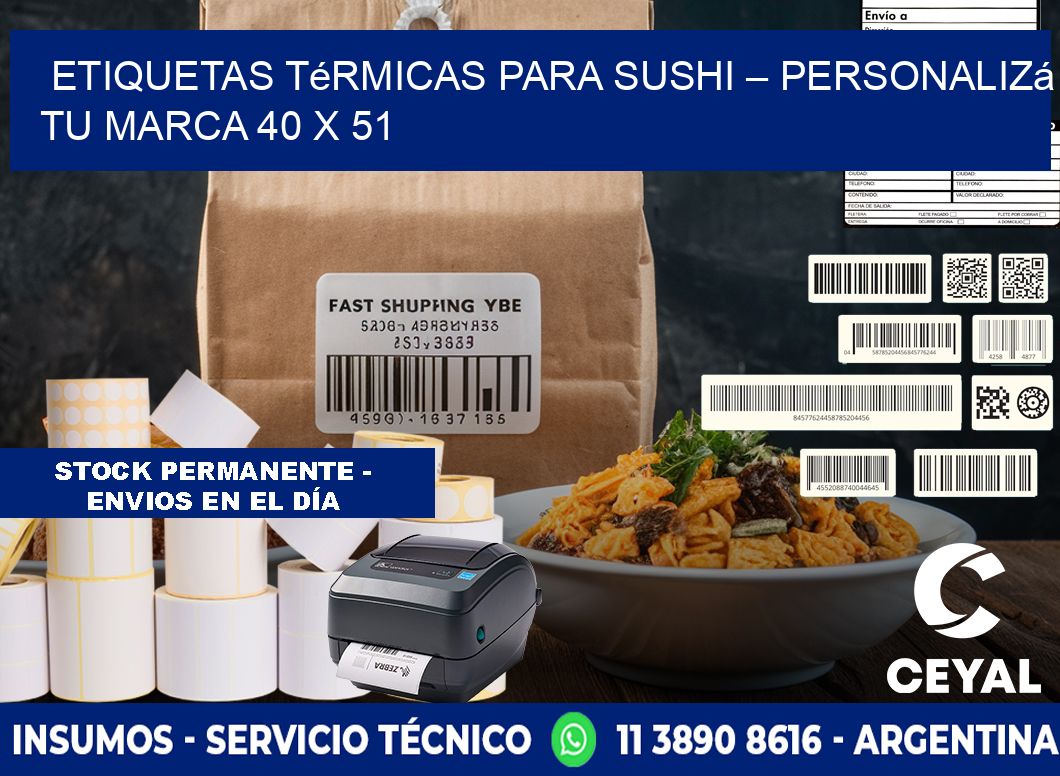 Etiquetas térmicas para sushi – Personalizá tu marca 40 x 51