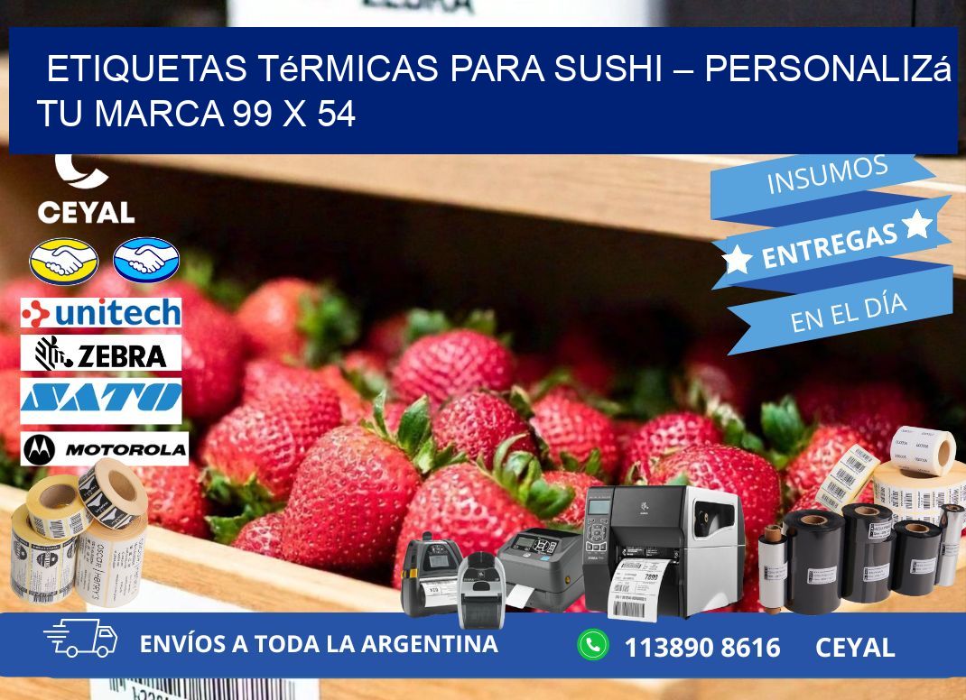 Etiquetas térmicas para sushi – Personalizá tu marca 99 x 54