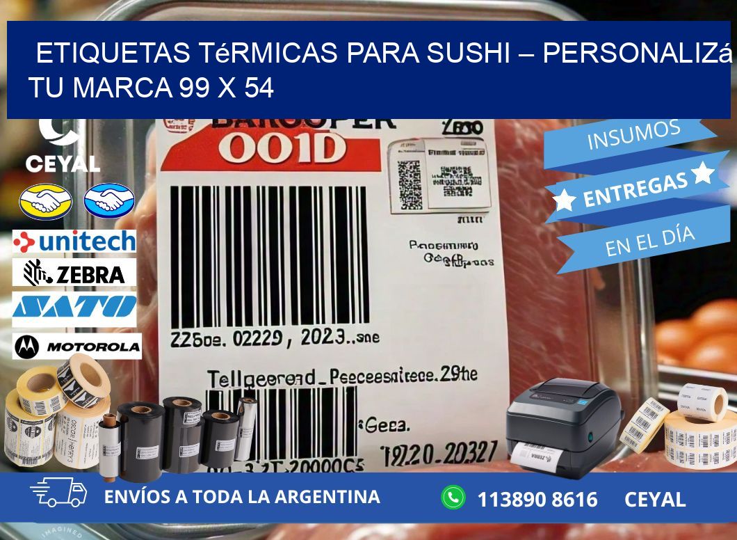 Etiquetas térmicas para sushi – Personalizá tu marca 99 x 54