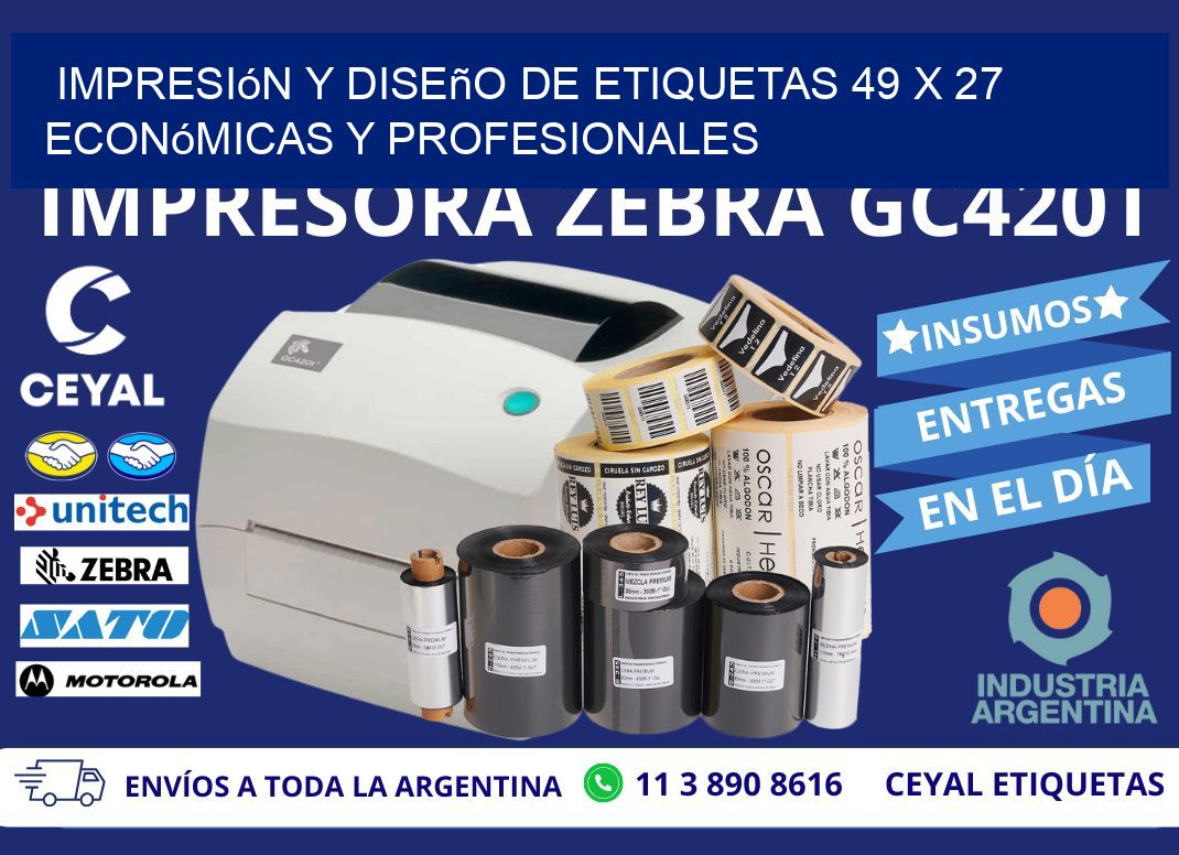Impresión y Diseño de Etiquetas 49 x 27 Económicas y Profesionales
