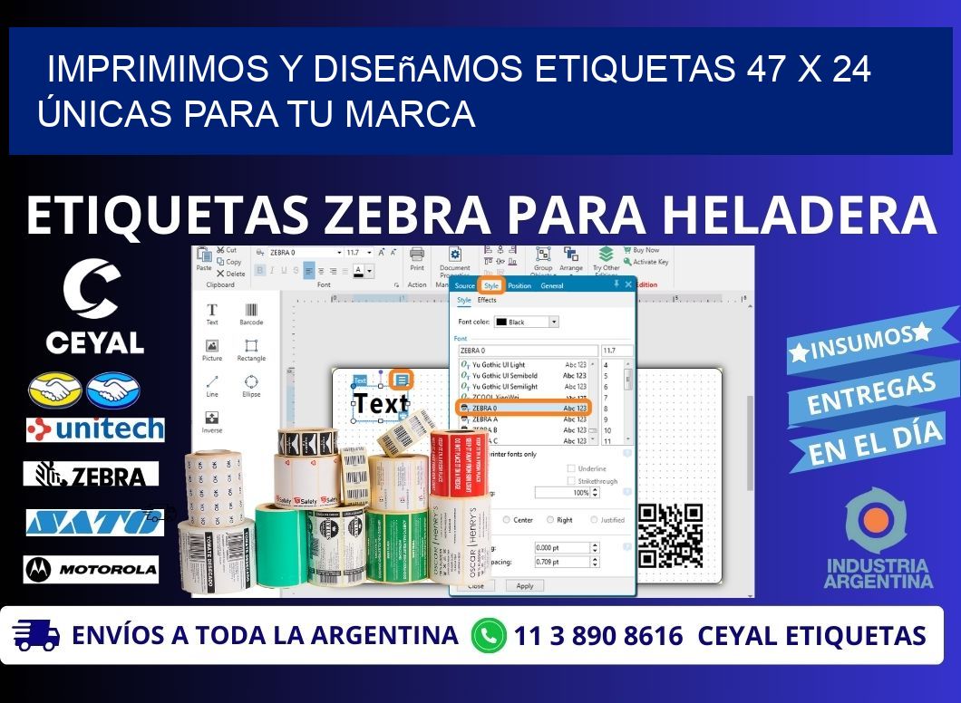 Imprimimos y Diseñamos Etiquetas 47 x 24 Únicas para tu marca
