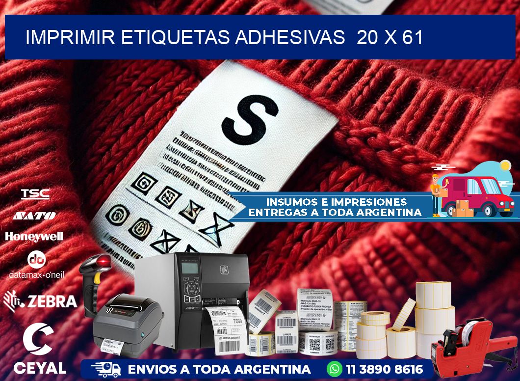 Imprimir Etiquetas adhesivas  20 x 61