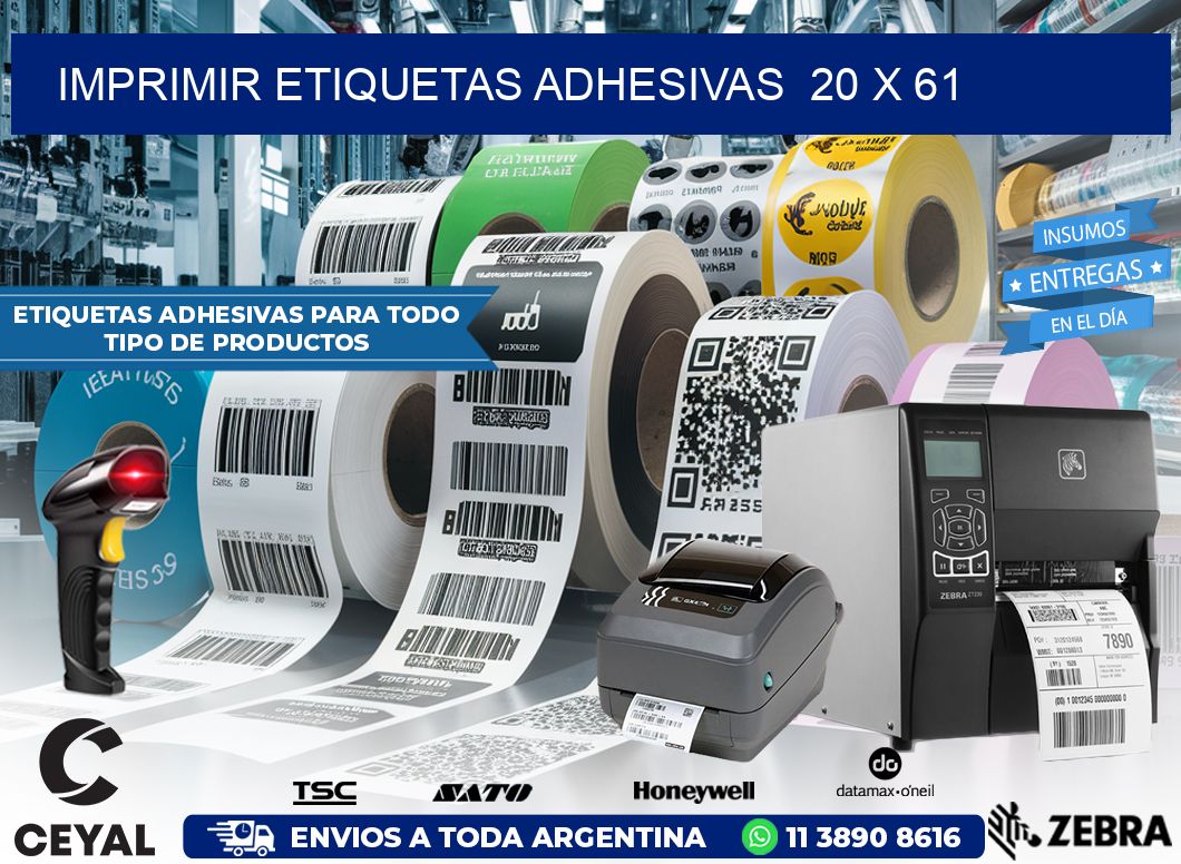 Imprimir Etiquetas adhesivas  20 x 61