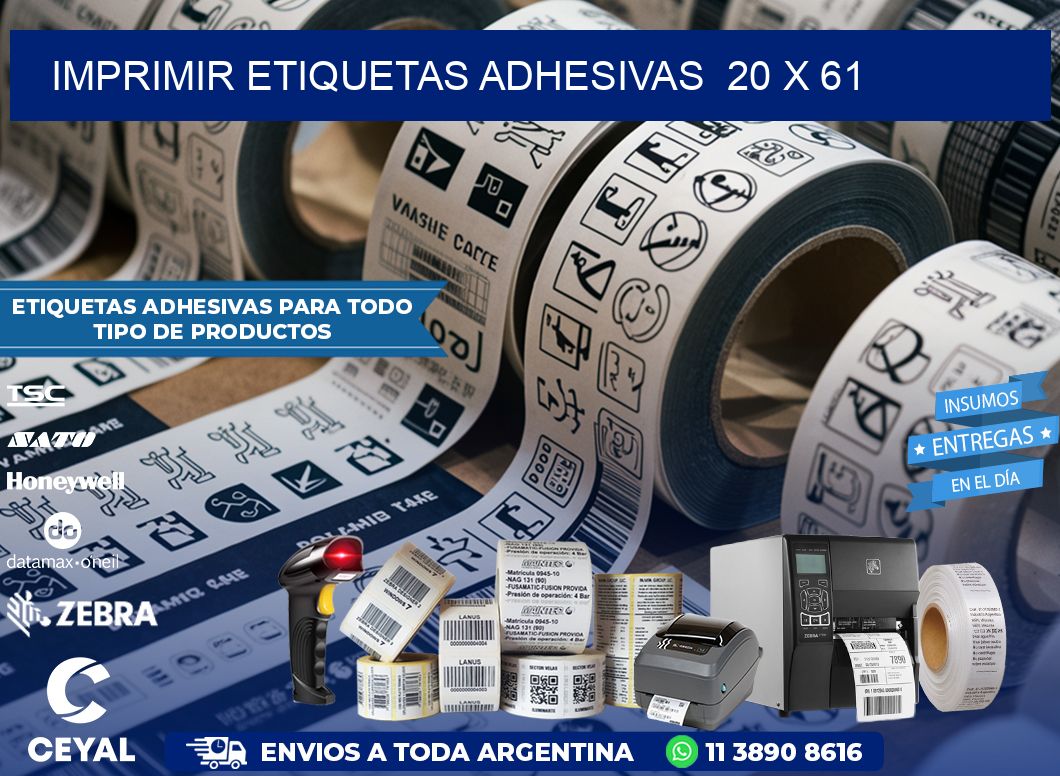 Imprimir Etiquetas adhesivas  20 x 61