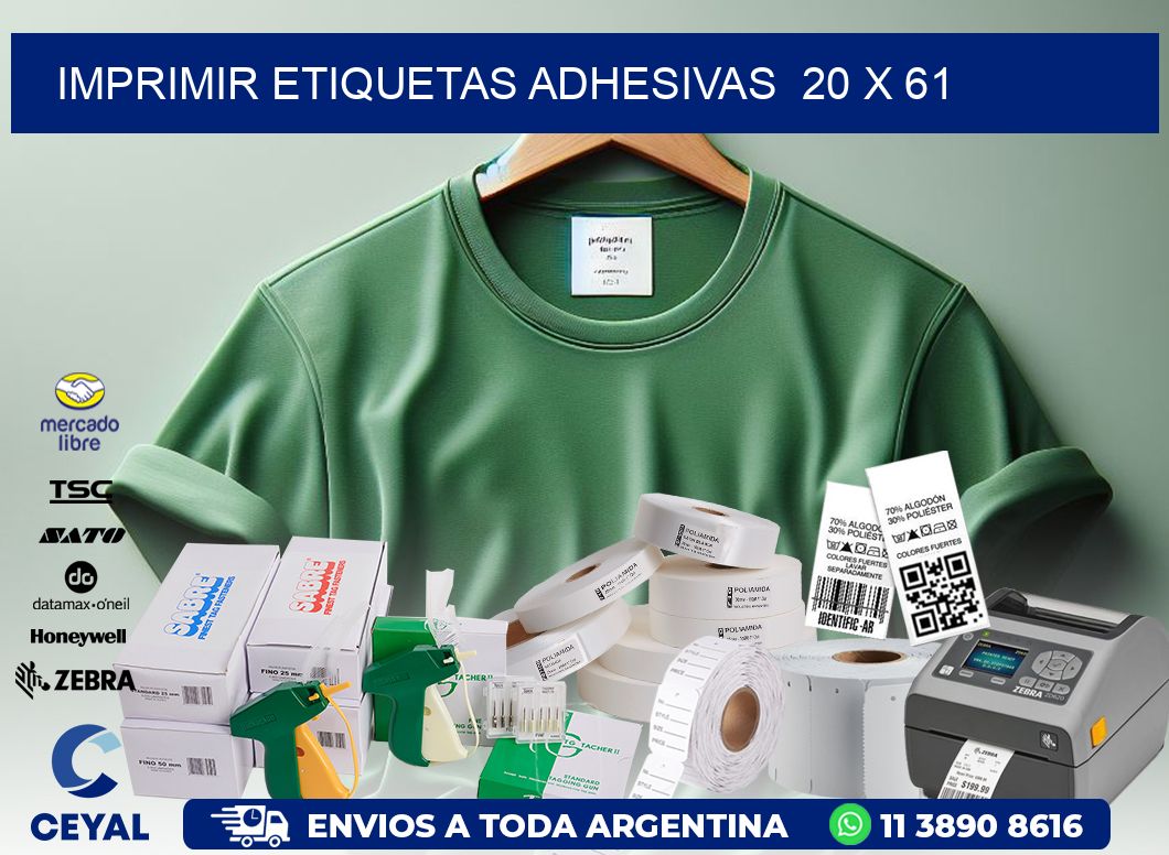 Imprimir Etiquetas adhesivas  20 x 61