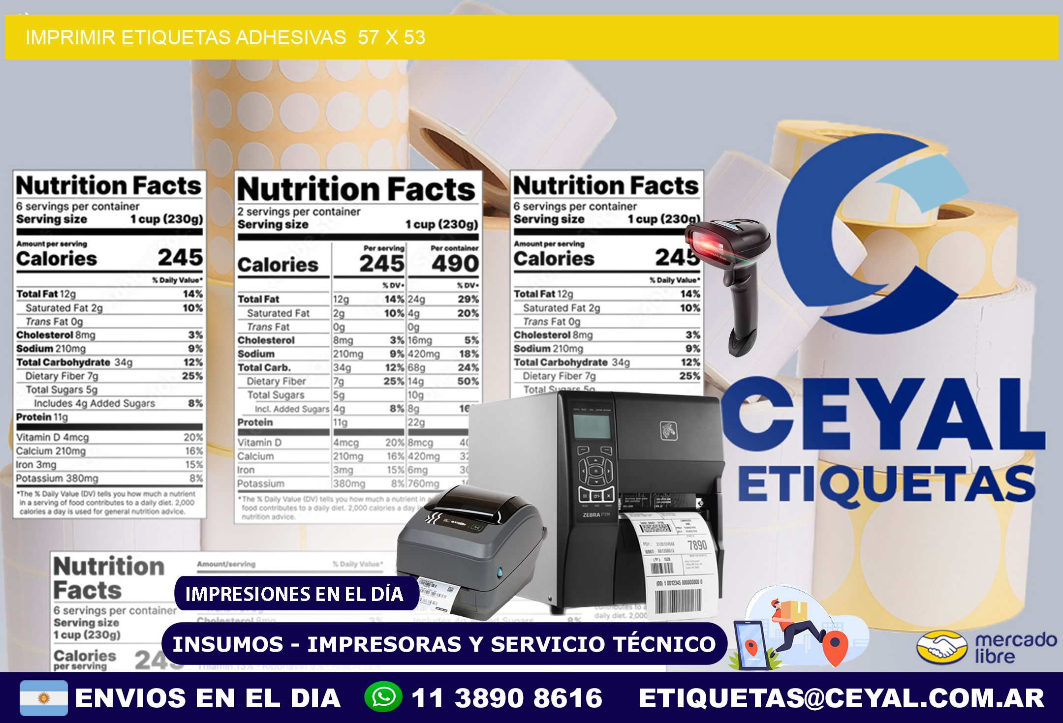 Imprimir Etiquetas adhesivas  57 x 53