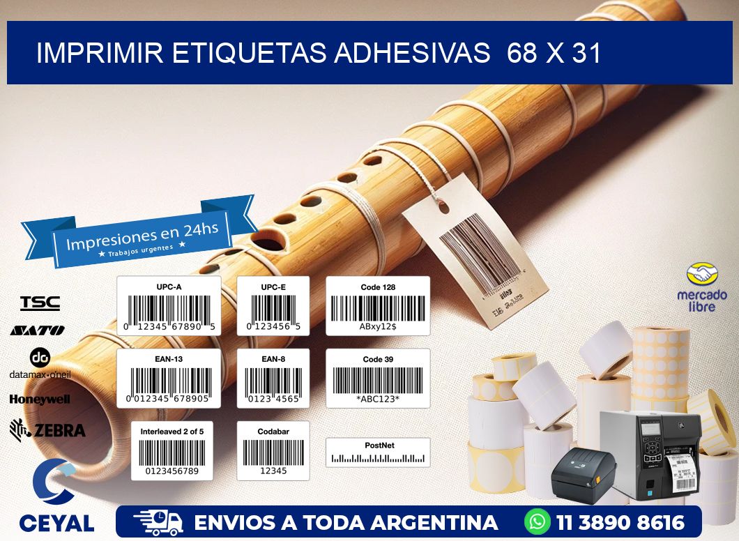 Imprimir Etiquetas adhesivas  68 x 31