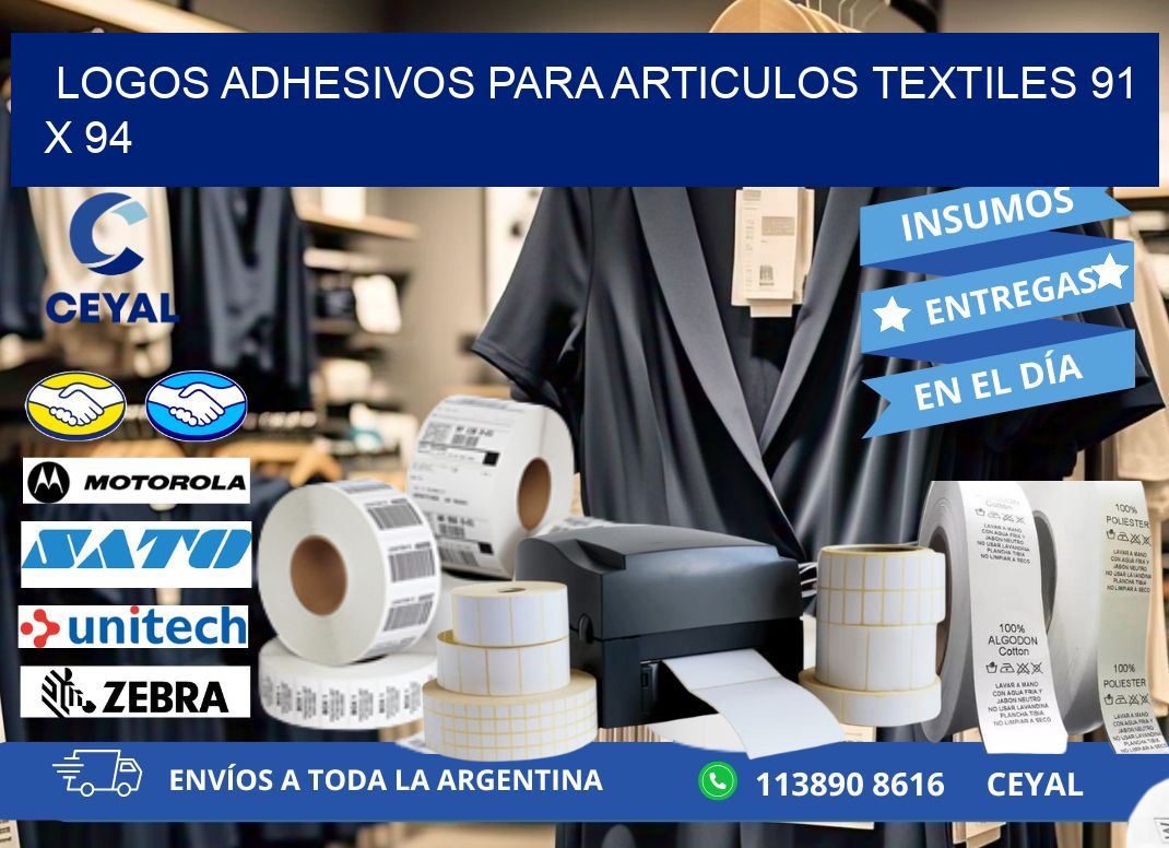 LOGOS ADHESIVOS PARA ARTICULOS TEXTILES 91 x 94