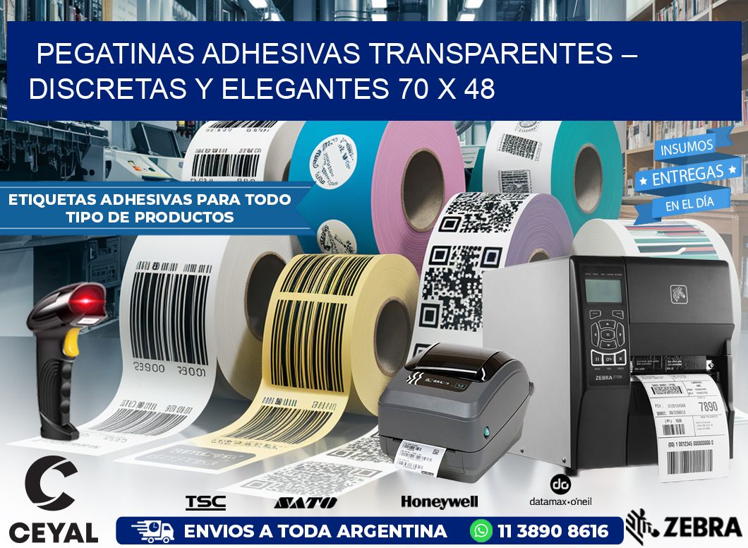 Pegatinas Adhesivas Transparentes – Discretas y Elegantes 70 x 48