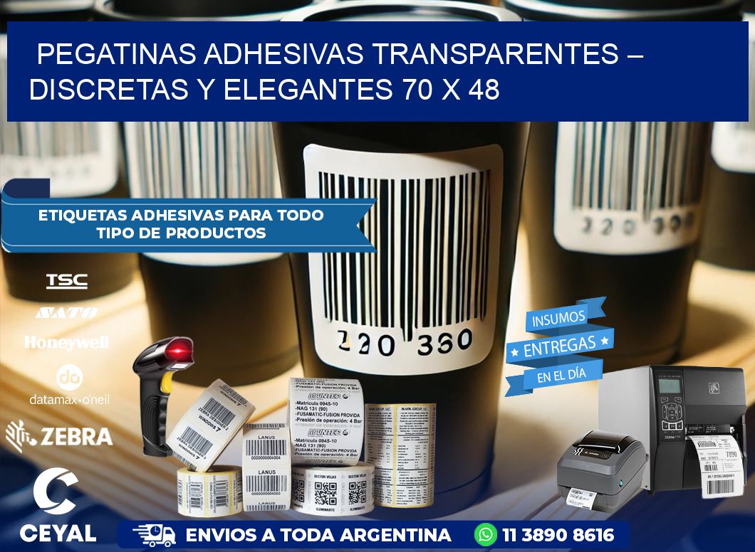 Pegatinas Adhesivas Transparentes – Discretas y Elegantes 70 x 48