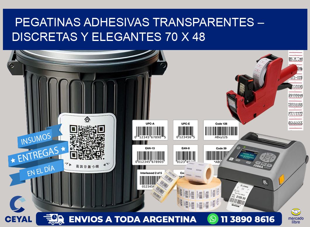 Pegatinas Adhesivas Transparentes – Discretas y Elegantes 70 x 48
