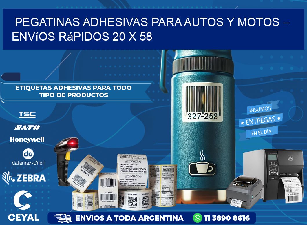 Pegatinas Adhesivas para Autos y Motos – Envíos Rápidos 20 x 58