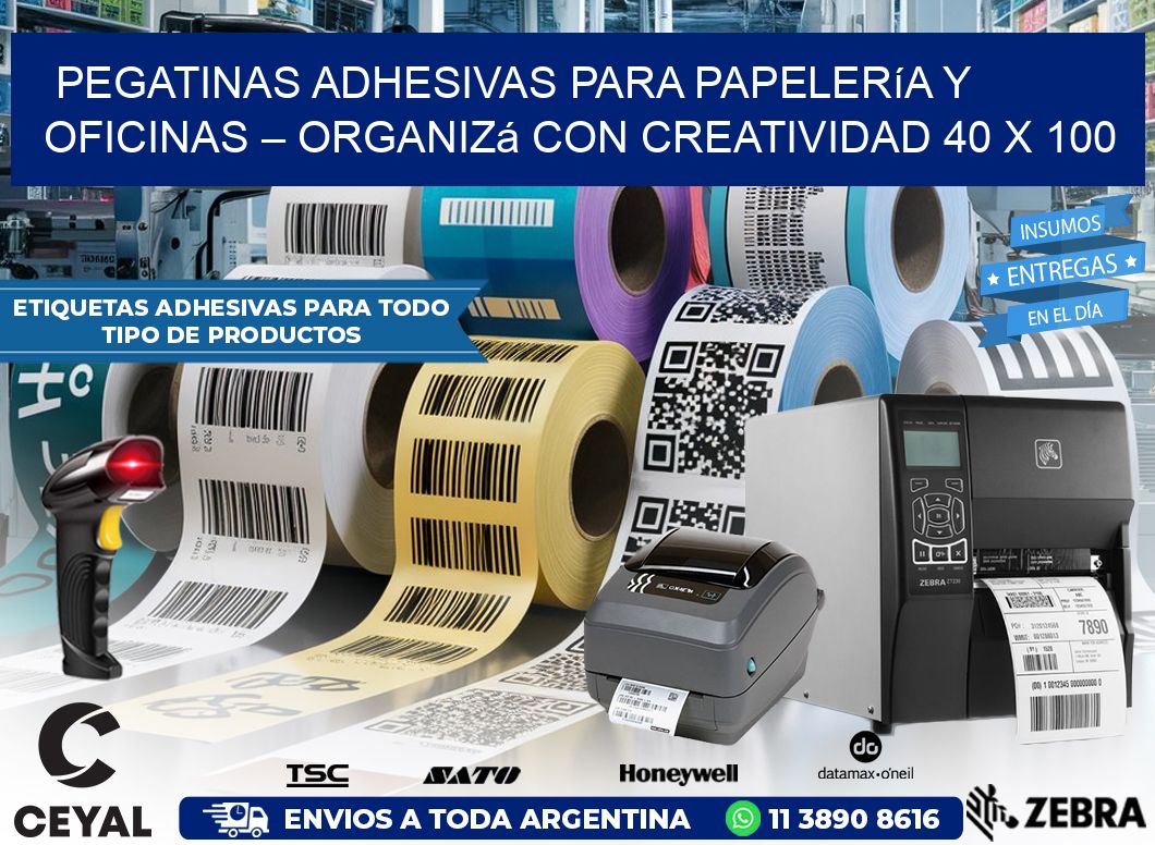 Pegatinas Adhesivas para Papelería y Oficinas – Organizá con Creatividad 40 x 100