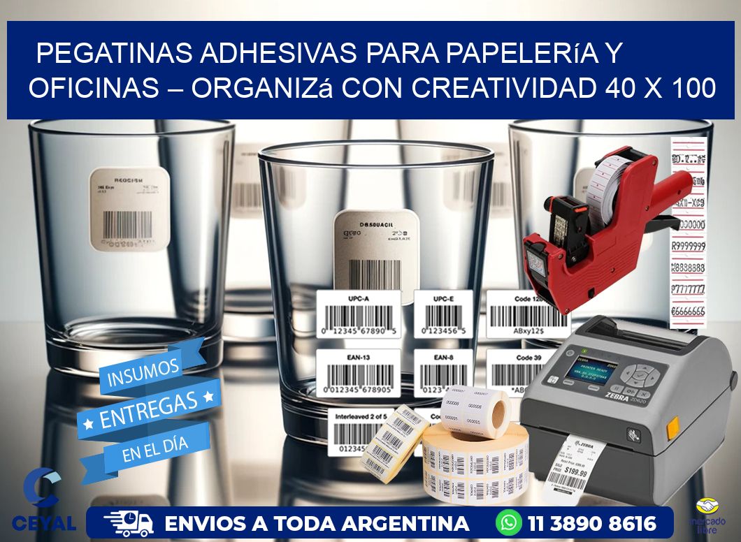 Pegatinas Adhesivas para Papelería y Oficinas – Organizá con Creatividad 40 x 100