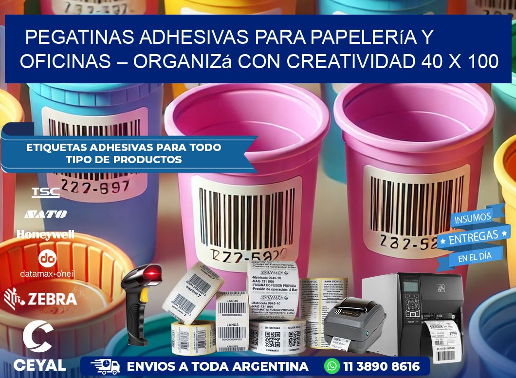 Pegatinas Adhesivas para Papelería y Oficinas – Organizá con Creatividad 40 x 100