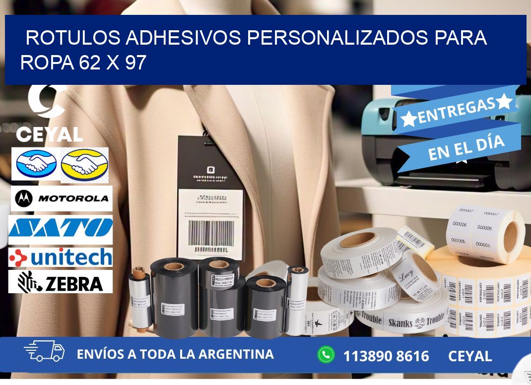 ROTULOS ADHESIVOS PERSONALIZADOS PARA ROPA 62 x 97