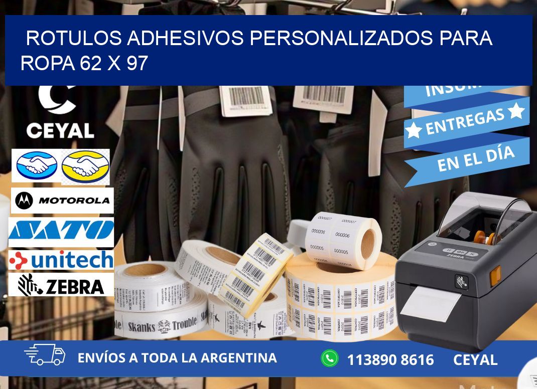ROTULOS ADHESIVOS PERSONALIZADOS PARA ROPA 62 x 97