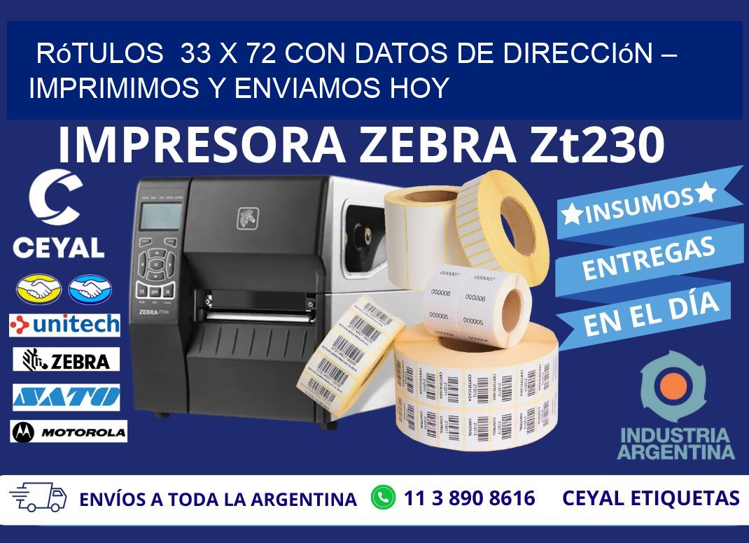 Rótulos  33 x 72 con Datos de Dirección – Imprimimos y Enviamos Hoy