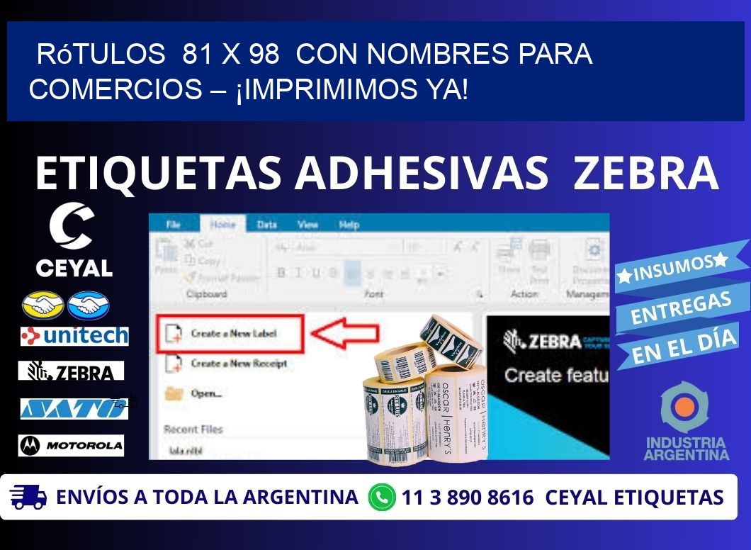 Rótulos  81 x 98  con Nombres para Comercios – ¡Imprimimos Ya!