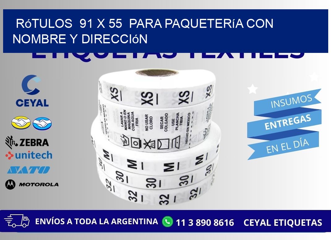 Rótulos  91 x 55  para Paquetería con Nombre y Dirección