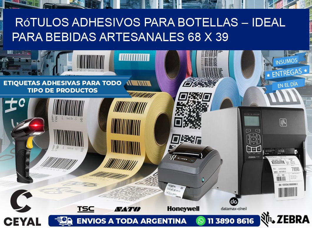 Rótulos Adhesivos para Botellas – Ideal para Bebidas Artesanales 68 x 39