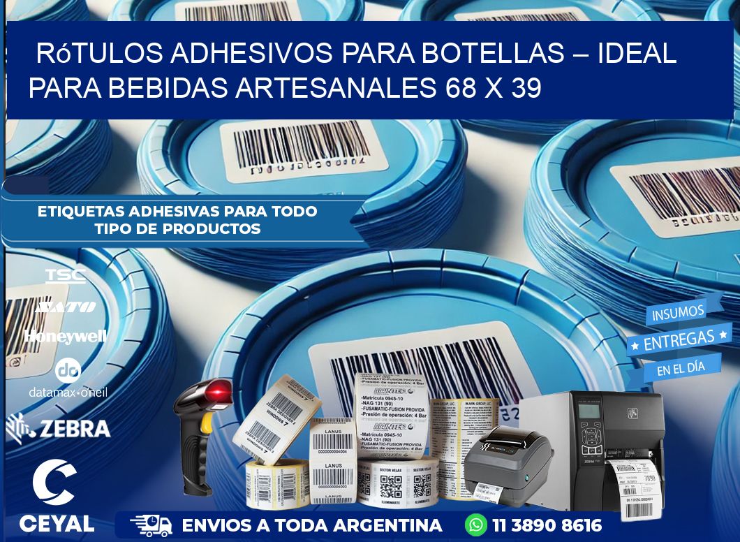 Rótulos Adhesivos para Botellas – Ideal para Bebidas Artesanales 68 x 39