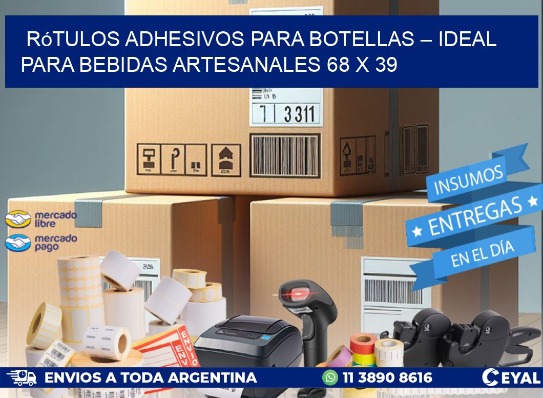 Rótulos Adhesivos para Botellas – Ideal para Bebidas Artesanales 68 x 39