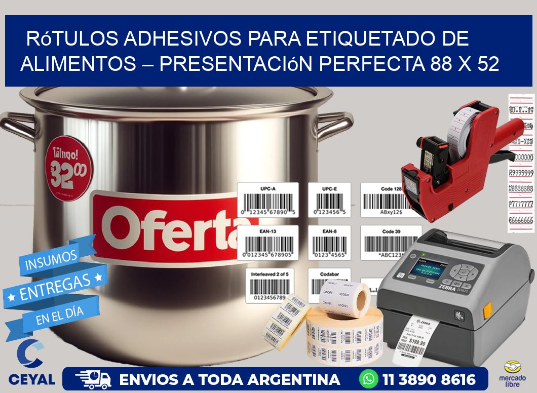 Rótulos Adhesivos para Etiquetado de Alimentos – Presentación Perfecta 88 x 52