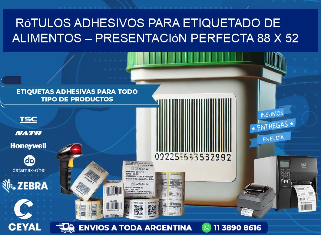 Rótulos Adhesivos para Etiquetado de Alimentos – Presentación Perfecta 88 x 52