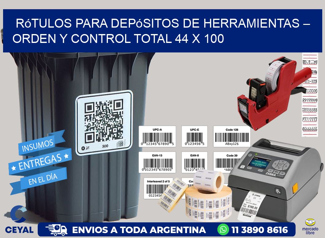 Rótulos para Depósitos de Herramientas – Orden y Control Total 44 x 100