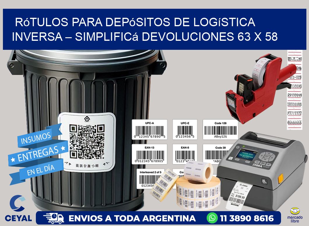 Rótulos para Depósitos de Logística Inversa – Simplificá Devoluciones 63 x 58