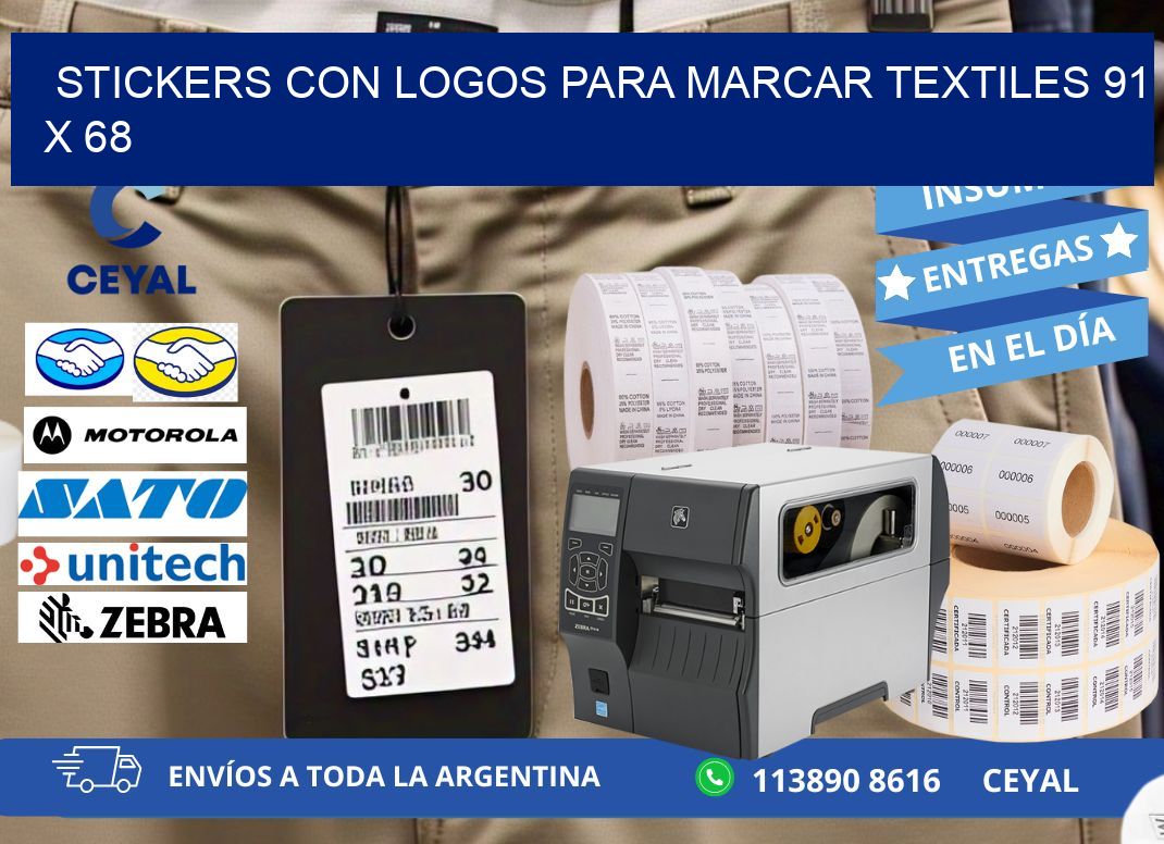 STICKERS CON LOGOS PARA MARCAR TEXTILES 91 x 68